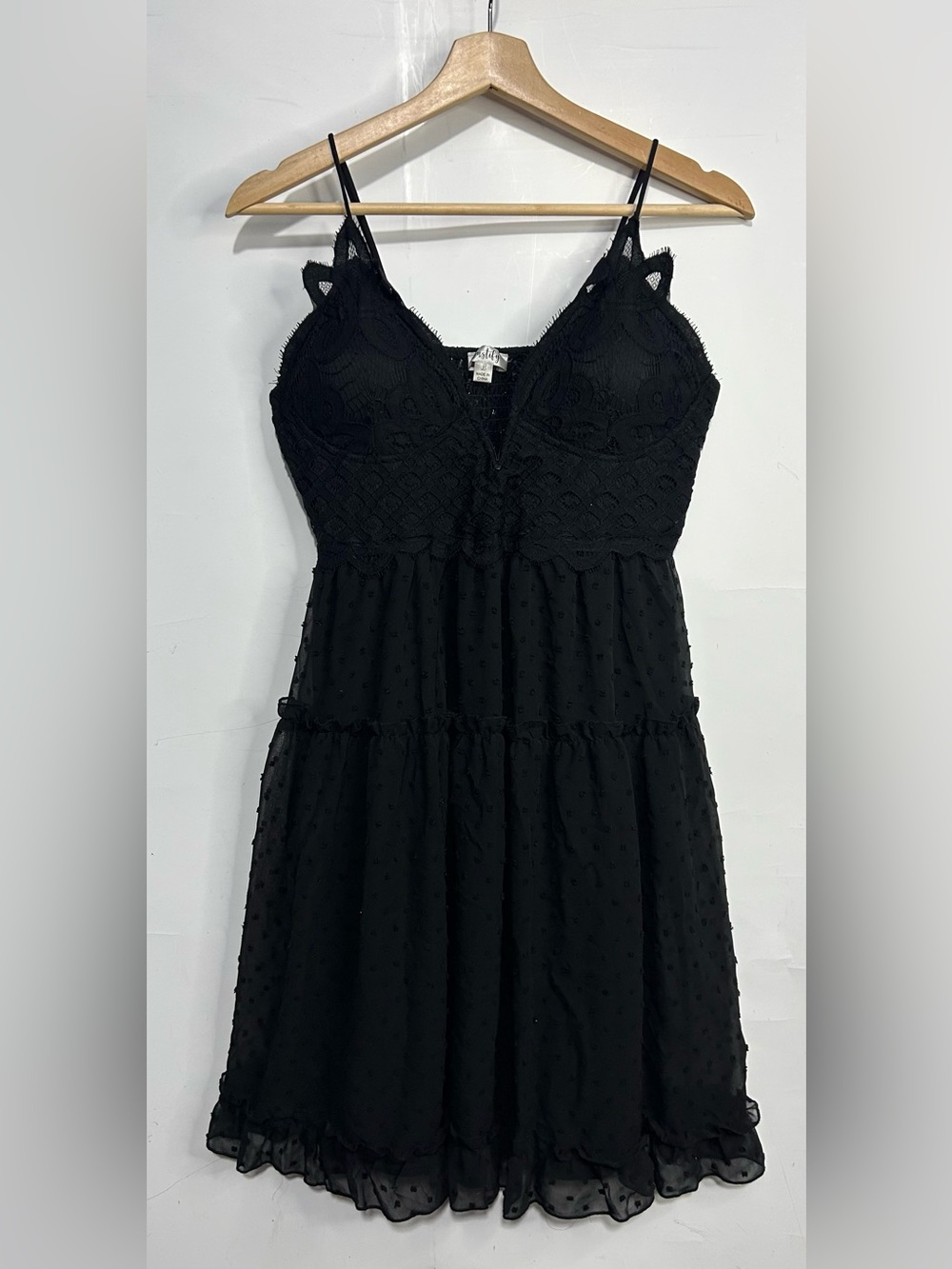 Justify Black Lace Boho Tiered Sun Summer Dress Juniors Large